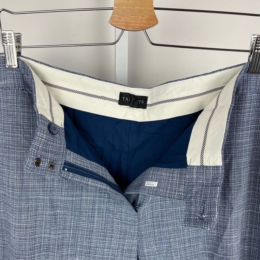 TALBOTS Size 16 Flat Front Trousers Pants Tweedy Woven Fabric Lined Blue - Picture 7 of 9